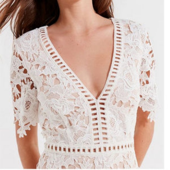 UO White Floral Lace Ladder Mini Dress - Picture 2 of 8